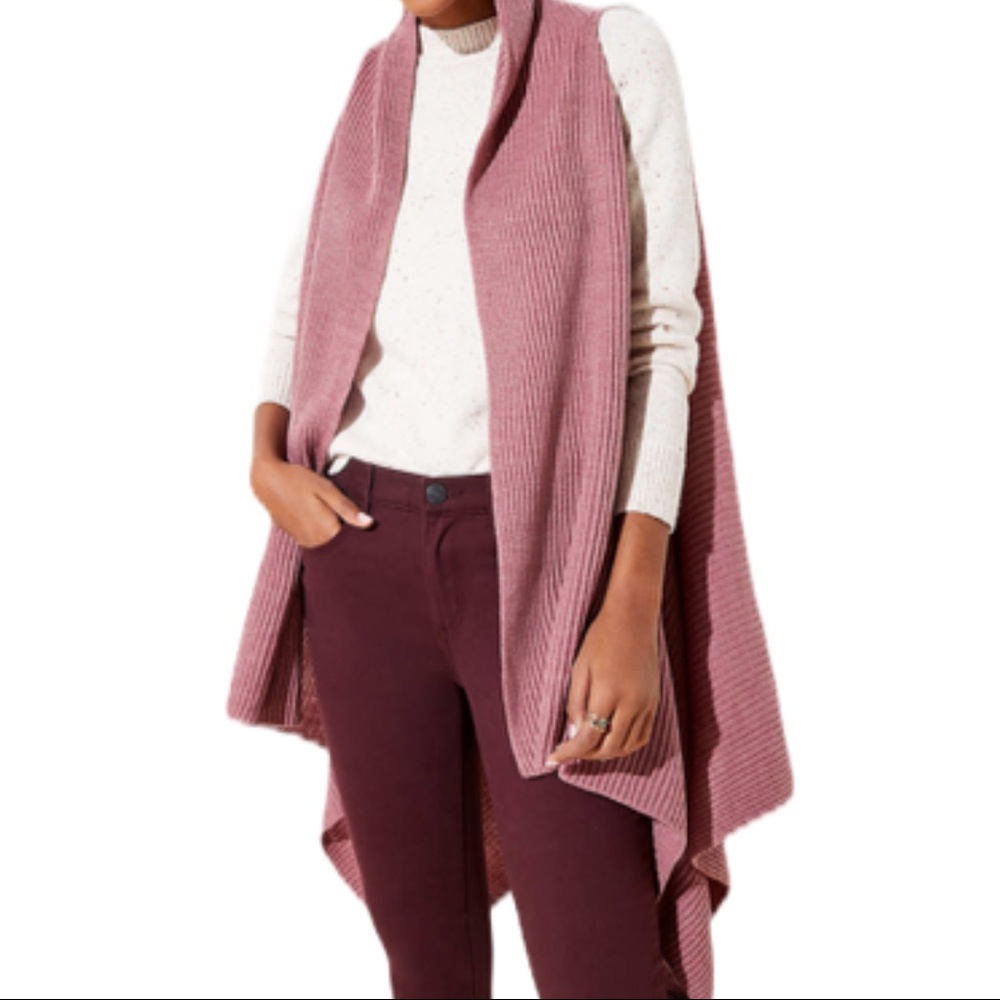 Drapey Rib Knit Vest Cardigan